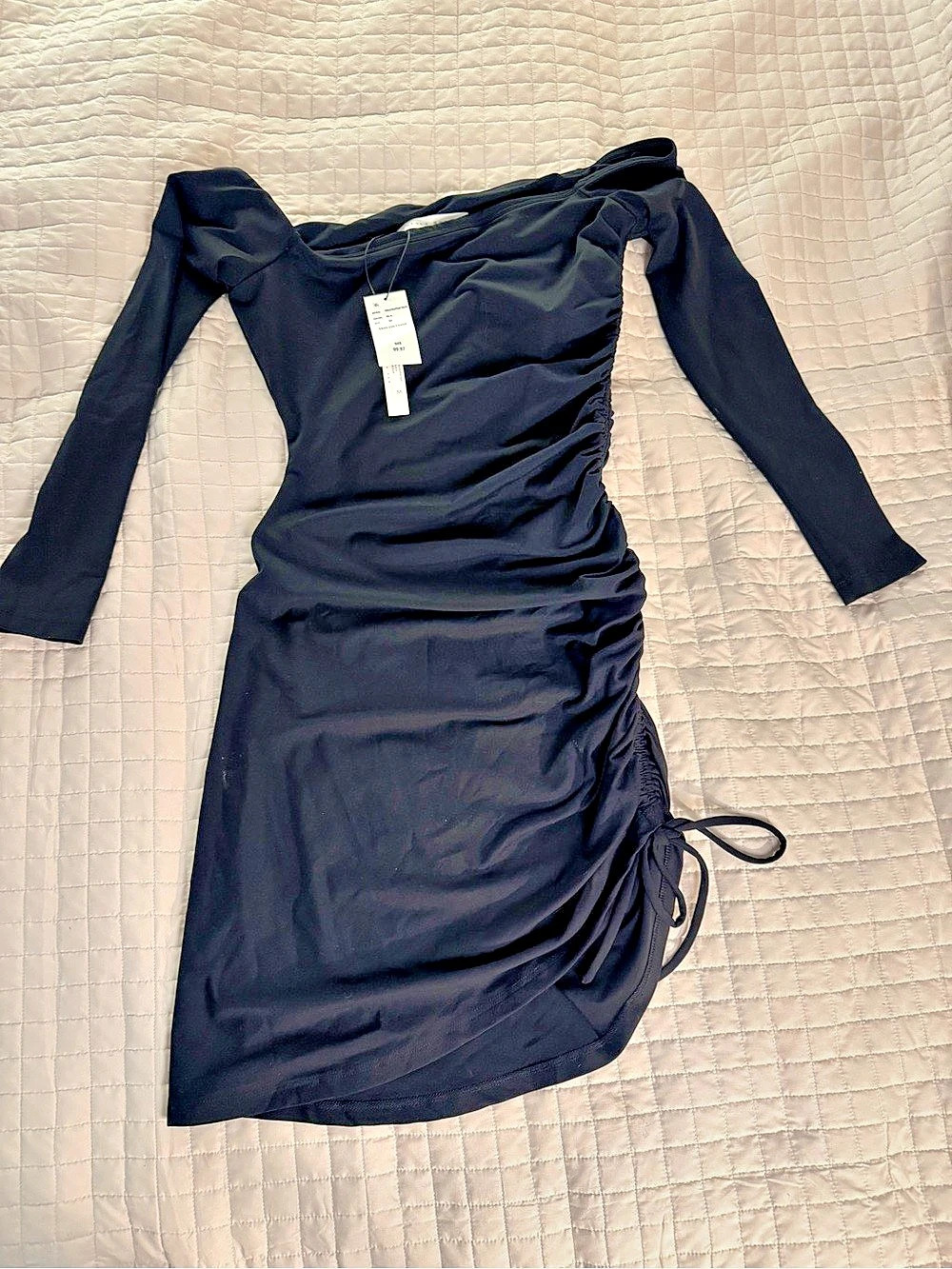 Susana Monaco Ruched Mini Dress in Black Size Medium NWT